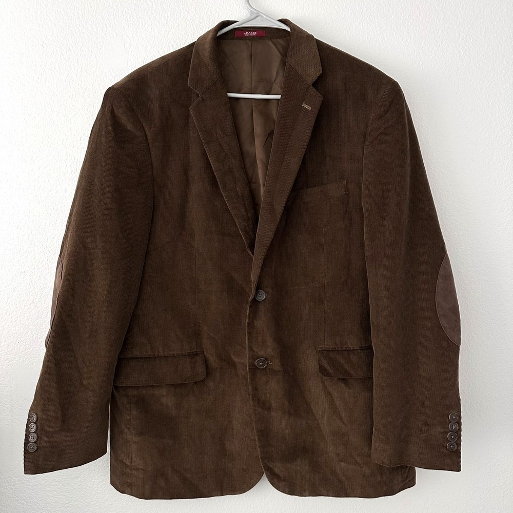 Adolfo Men's Size-42R Sports Jacket Brown Corduroy‎ Elbow Patches